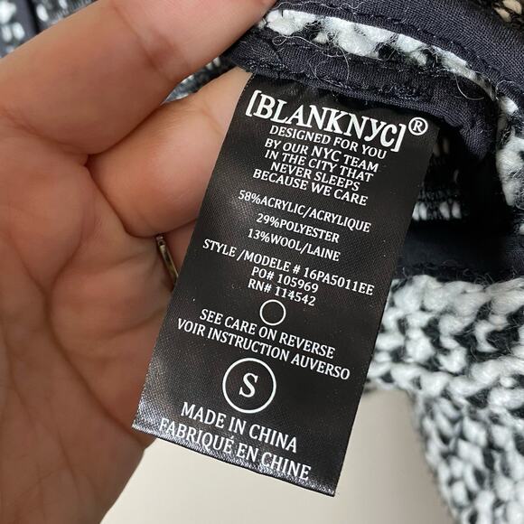 NEW Blank NYC Friend Zone Black White Knit Moto Jacket Size Small Wool Blend - Picture 7 of 9